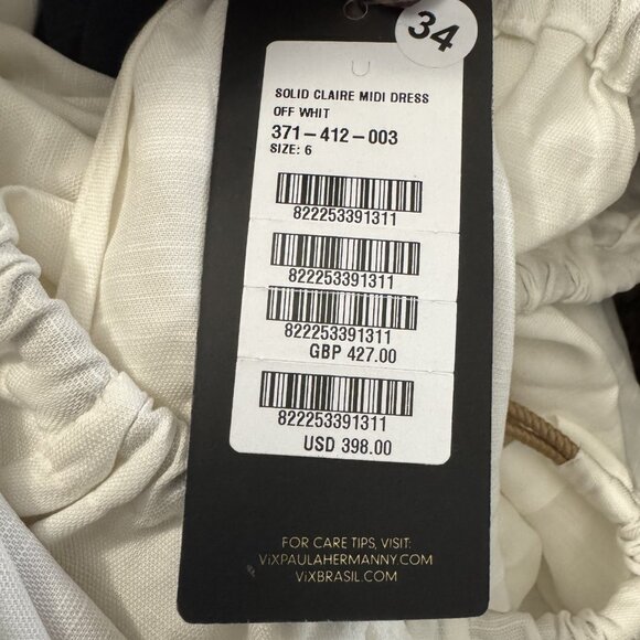 ViX Paula Hermanny Vix Claire Detail Midi Dress off white size 6 NWT - Picture 7 of 7